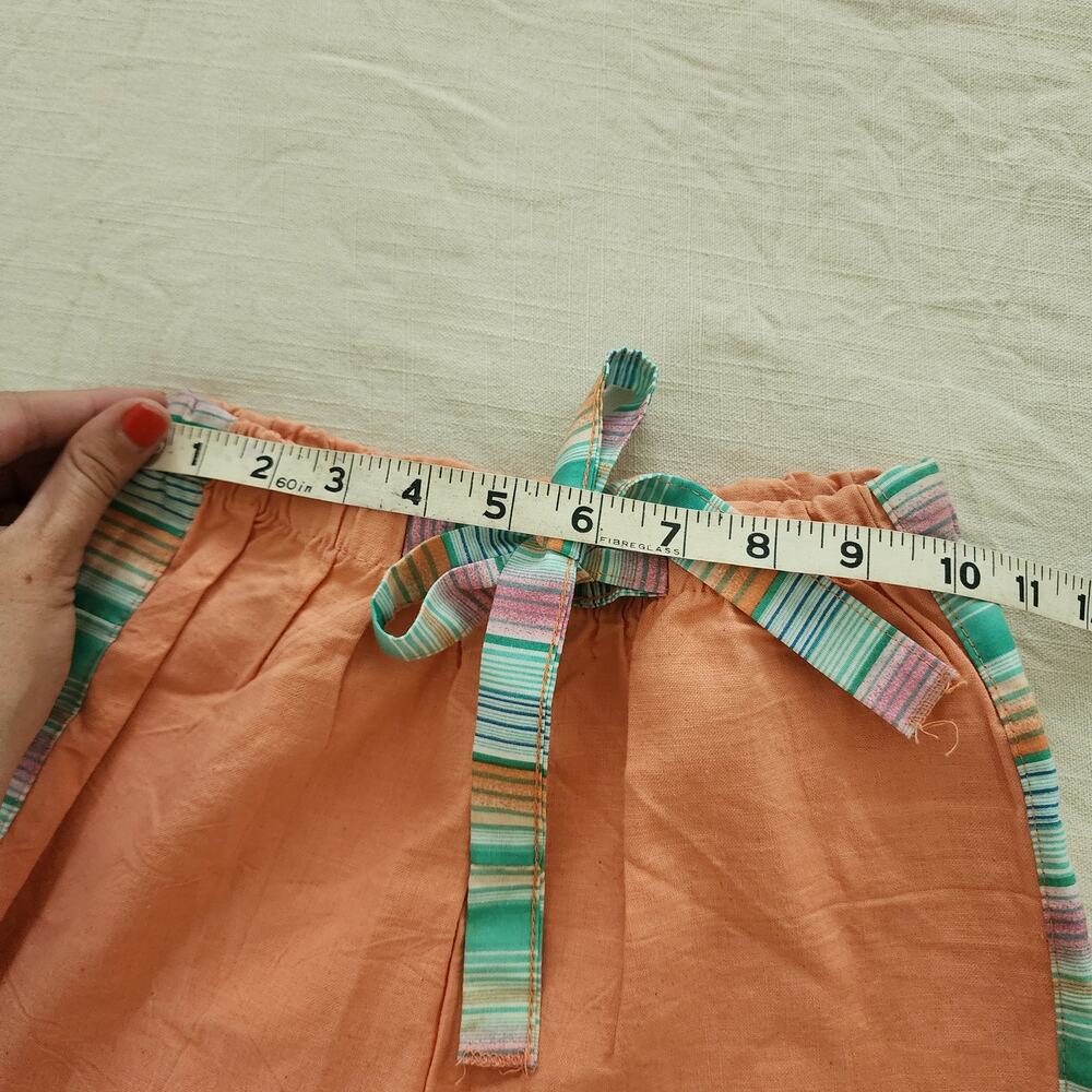 Vintage Peach Striped Belt Shorts kids 8/10 - Picture 2 of 7